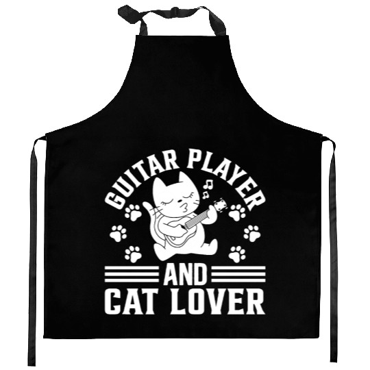 Guitar Player And Cat Lover - Guitarist Guitar Pla Kitchen Aprons
