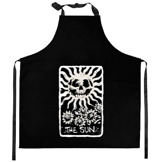 The Sun Skeleton Skull Tarot Card Kitchen Aprons