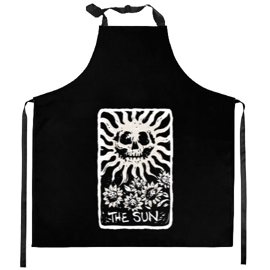 The Sun Skeleton Skull Tarot Card Kitchen Aprons