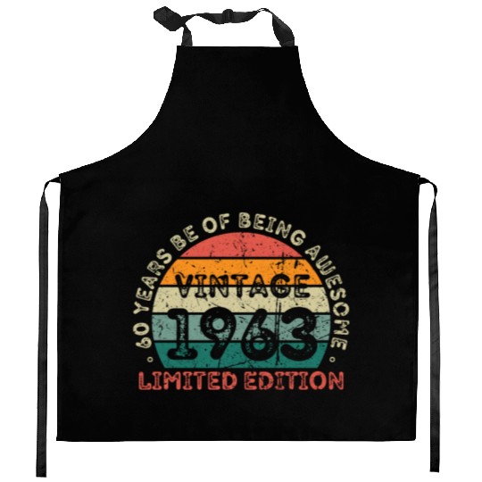 60 Years Vintage 1963 Retro 60th Birthday Kitchen Aprons