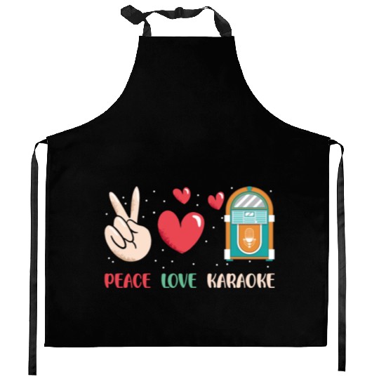Karaoke Singer Peace Love Karaoke Kitchen Aprons
