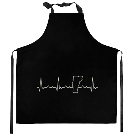 Vermont State USA. Heart. Love. EKG. Pulse. Beat. Kitchen Aprons