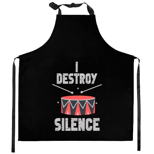 I Destroy Silence Drummer Band Music Beat Drum Kitchen Aprons