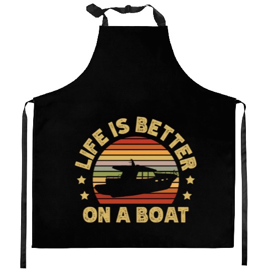 Life Is Better On The Boat Nautical Sailing Sailor Kitchen Aprons