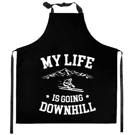 My Life Is Going Downhill Skiing Lover Ice Ski Kitchen Aprons
