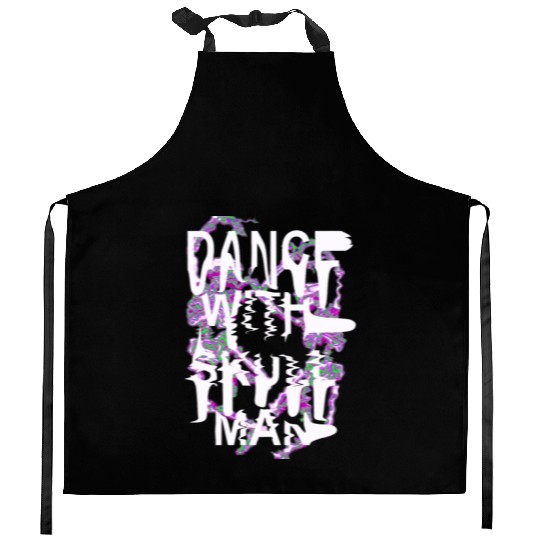 dance with skull man Kitchen Aprons