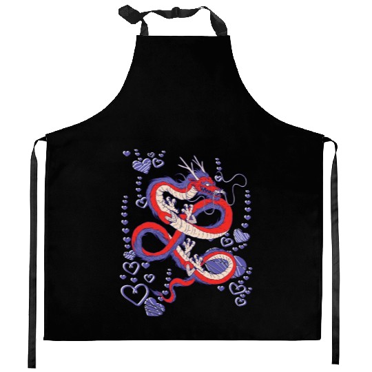 Cooler Japanese dragon Kitchen Aprons