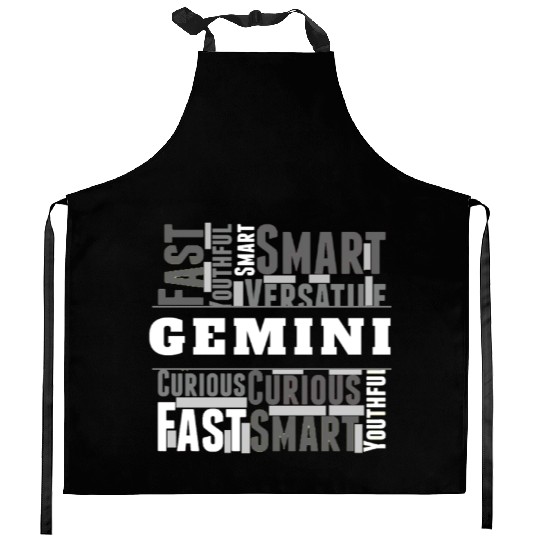 Gemini Zodiac Star Sign Word Cloud Square Monochro Kitchen Aprons
