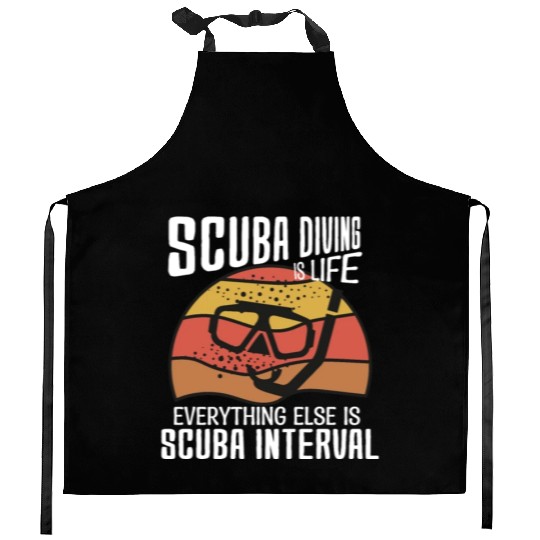 Scuba diving is life funny scuba dive retro vintag Kitchen Aprons