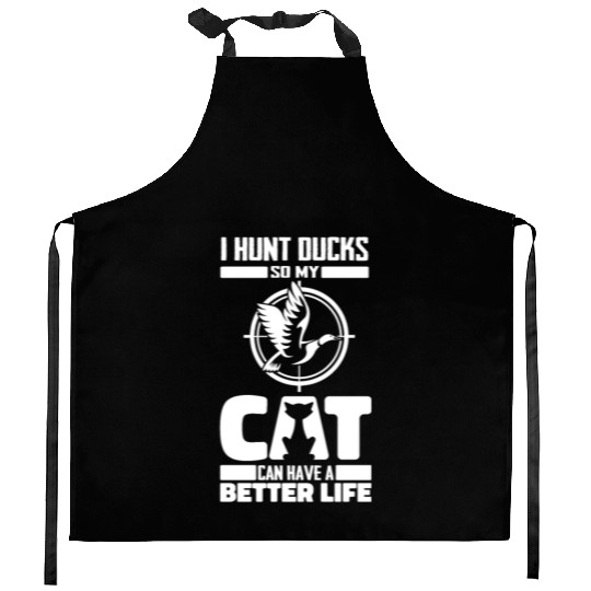 Duck Hunting Cat Kitchen Aprons