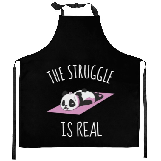 Funny Panda Women Yoga Gym Exercise The Struggle i Kitchen Aprons