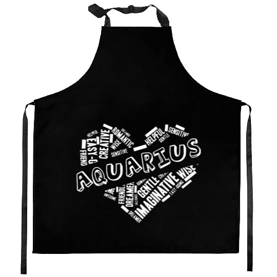Aquarius Heart Word Cloud Doodle Astrology Zodiac Kitchen Aprons