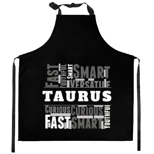 Taurus Zodiac Star Sign Word Cloud Square Monochro Kitchen Aprons