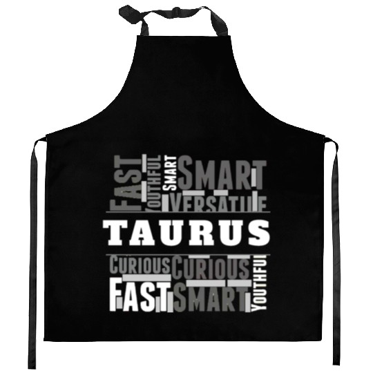 Taurus Zodiac Star Sign Word Cloud Square Monochro Kitchen Aprons