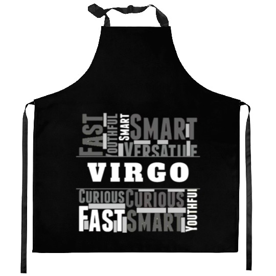 Virgo Zodiac Star Sign Word Cloud Square Monochrom Kitchen Aprons
