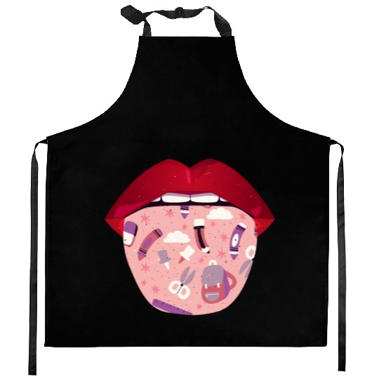 Daycare Teacher Lips Kitchen Aprons