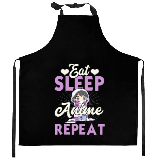 Eat Sleep Anime Repeat Japanese Manga Lover Cospla Kitchen Aprons