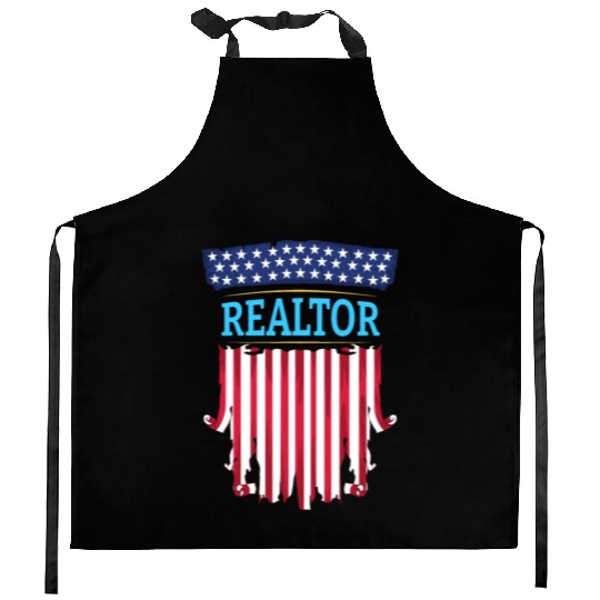 Proud American Patriotic USA Flag Realtor Real Est Kitchen Aprons