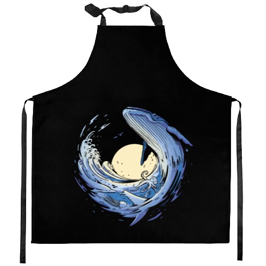 Big whale sea sailing Big whale sea sailing inspir Kitchen Aprons