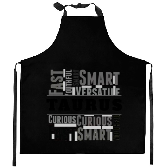 Taurus Zodiac Star Sign Word Cloud Square Monochro Kitchen Aprons
