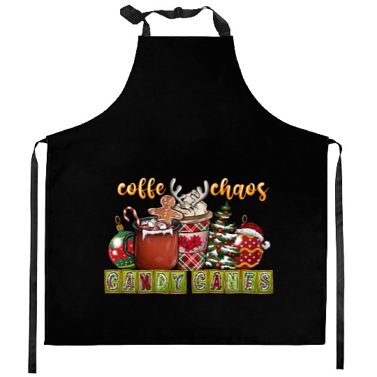 Coffe Chaos Candy Canes Kitchen Aprons