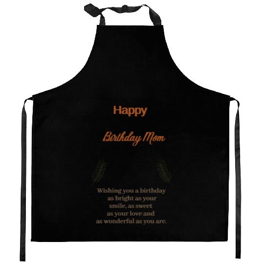 Beige Simple Aesthetic Happy Birthday Mom Kitchen Aprons