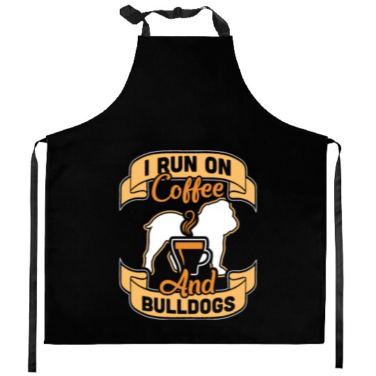 I Run On Coffee And English Bulldogs Kitchen Aprons