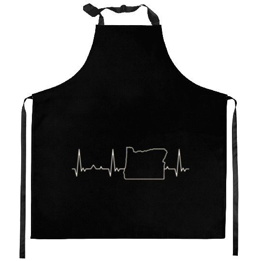 Oregon State USA. Heart. Love. EKG. Pulse. Beat. Kitchen Aprons