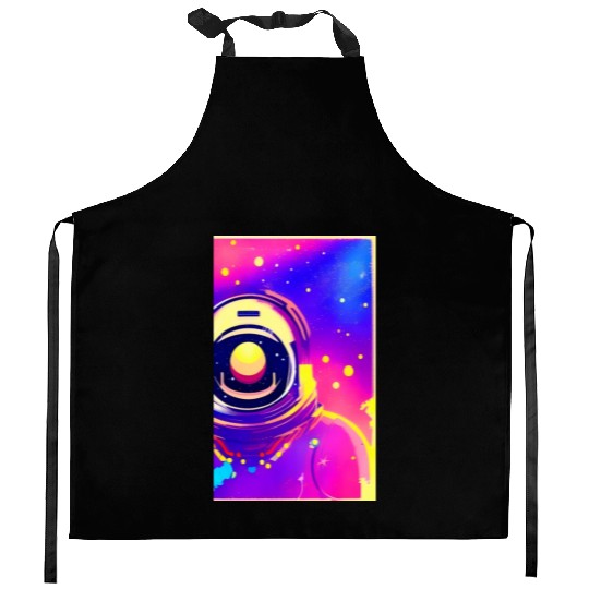 Astronaut neon colors Kitchen Aprons