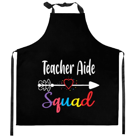 Teacher Aide Squad Funny Back To School Teacher su Kitchen Aprons