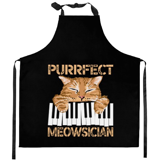 Purrfect Musician Pianist Piano Cat Musical Music Kitchen Aprons