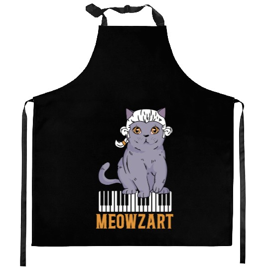 Meowzart Piano Cat Musician Musical Pianist Music Kitchen Aprons