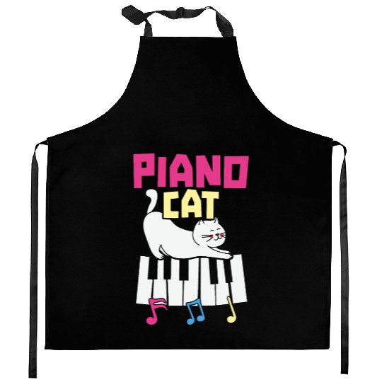 Piano Cat Musician Musical Instrument Pianist Kitchen Aprons