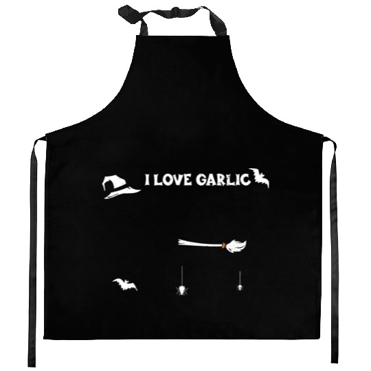 I Love Garlic - Halloween Kitchen Aprons