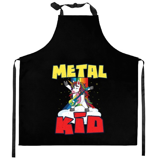 Rock Sign Guitar Unicorn Rainbow Metal Kid Music Kitchen Aprons