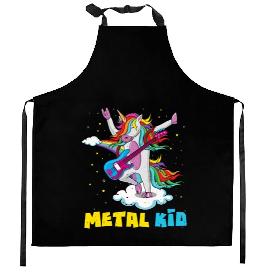 Guitar Unicorn Rainbow Metal Kid Music Rock Sign Kitchen Aprons