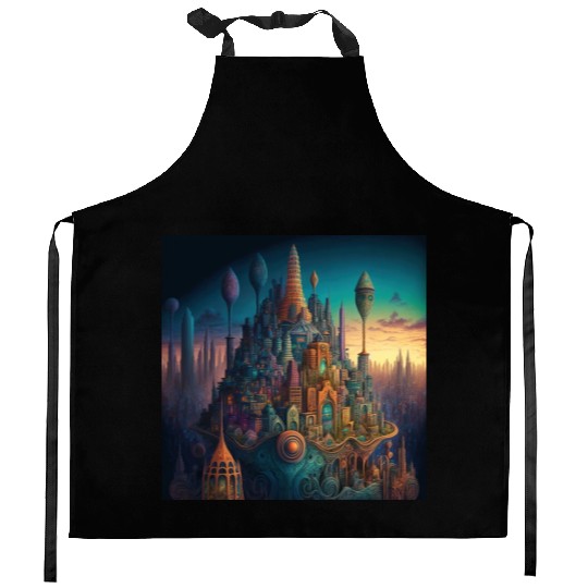 Psychedelic City 3 Kitchen Aprons