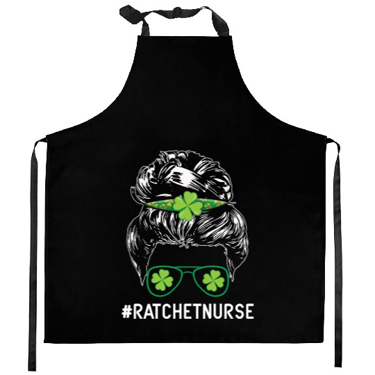 Love Ratchet Nurse Shamrock Saint Patrick Day Kitchen Aprons