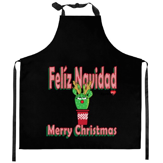 Felíz Navidad Cactus Lady Kitchen Aprons
