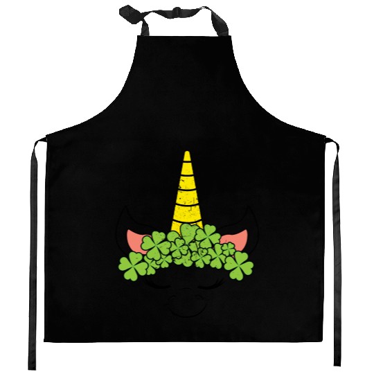Unicorn Kids Kawaii Clover Saint Patrick Day Kitchen Aprons