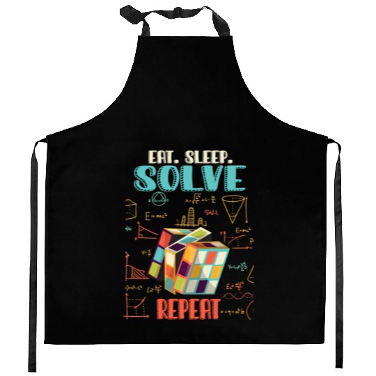 Eat Sleep Solve Repeat Math Speed Cubing Genie Kitchen Aprons