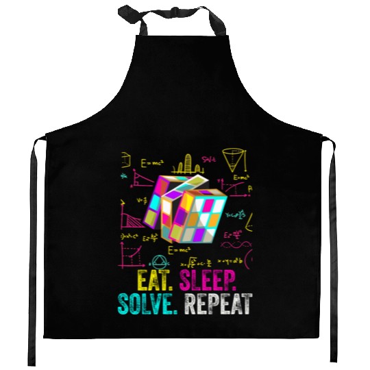 Eat Sleep Solve Repeat Math Speed Cubing Genie Kitchen Aprons