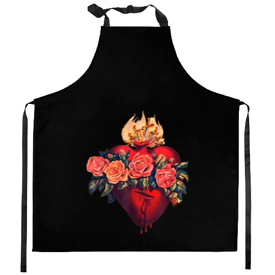 Sacred Heart of Jesus Christ Retro Sunset Art Cath Kitchen Aprons