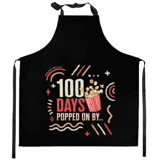 School Kitchen Aprons, 100 Days Popped On By Popcorn Cute