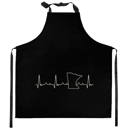 Minnesota State USA. Heart. Love. EKG. Pulse. Kitchen Aprons