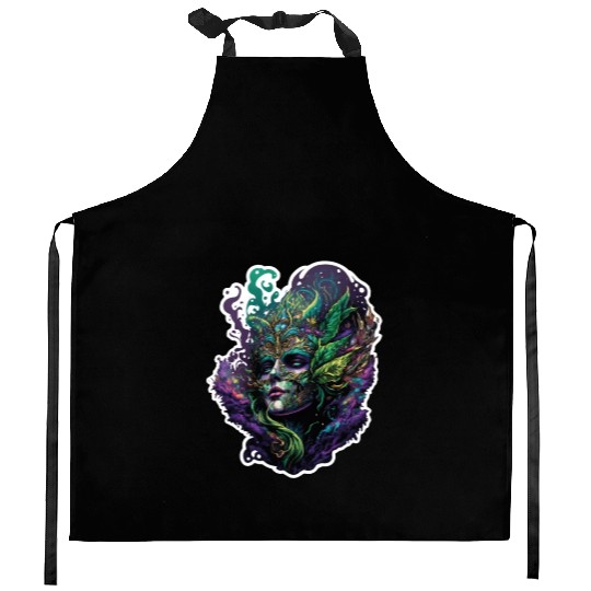 Mardi Gras Mask Queen Kitchen Aprons