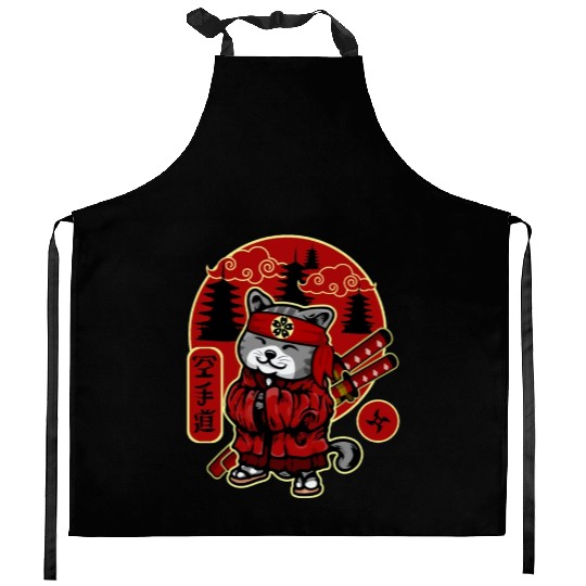 Samurai Cat Kitchen Aprons
