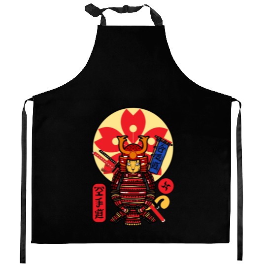 Samurai Cat Kitchen Aprons