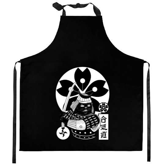 Samurai Cat Kitchen Aprons