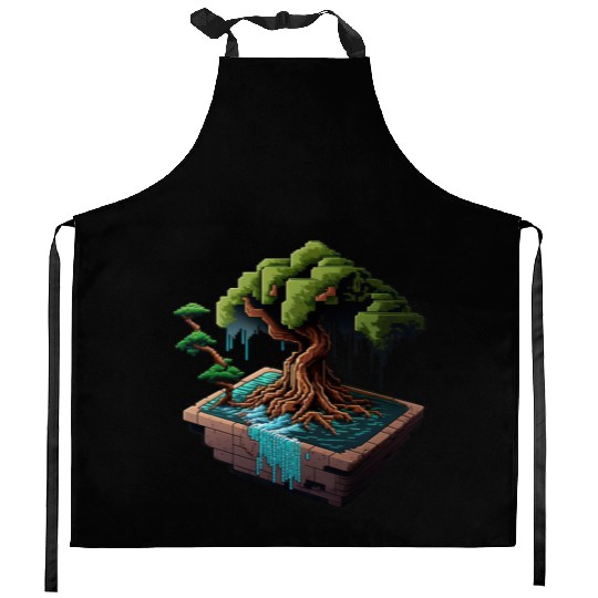 8 Bit Bonsai Tree Kitchen Aprons